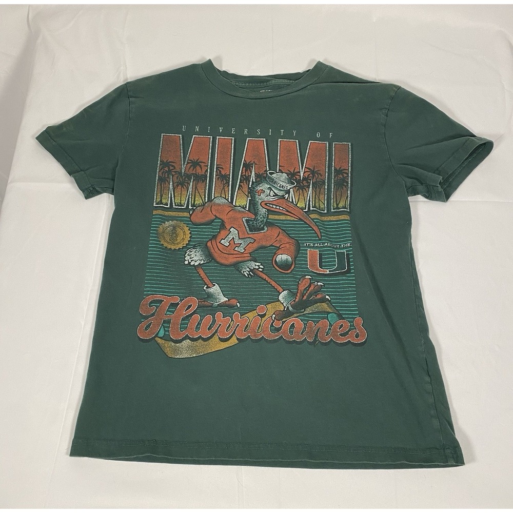 Hollister Co Green University Miami Hurricanes Graphic Tee Mens Size Small